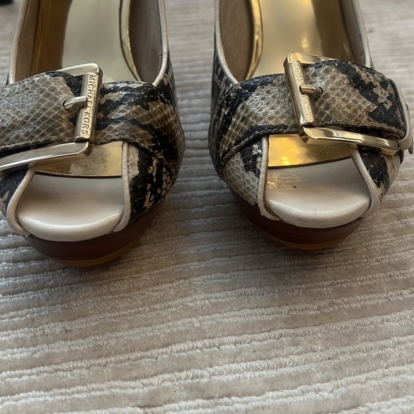 Michael Kors Snakeskin Peep-Toe Heels - Picture 5 of 7